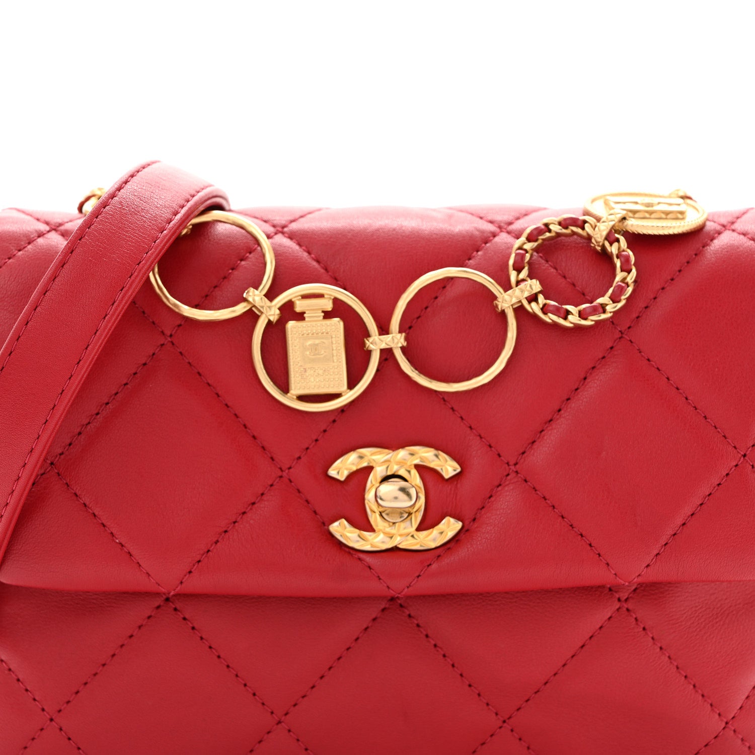 Chanel Calfskin Quilted Mini Charms Flap Red 8 of 13