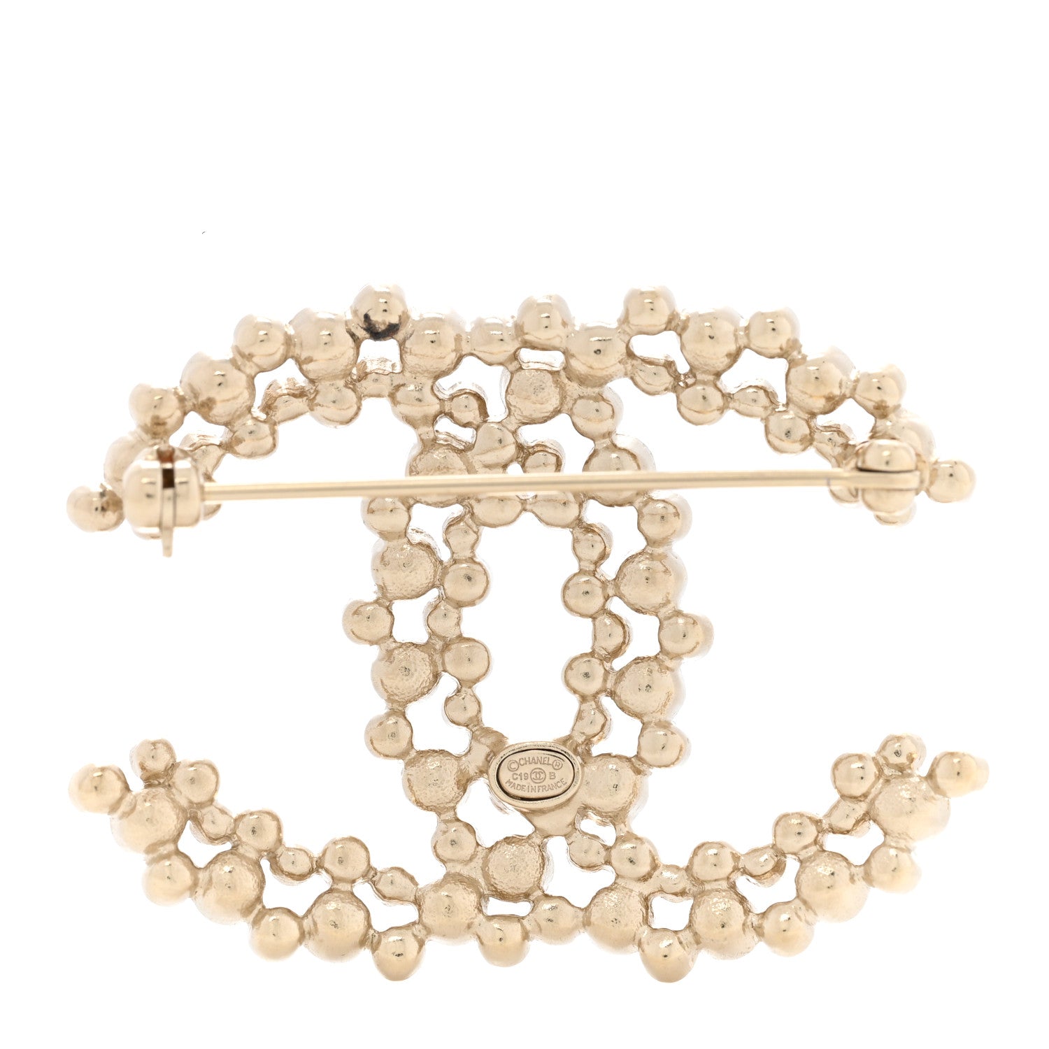 Chanel Pearl Crystal CC Brooch Gold 3 of 7
