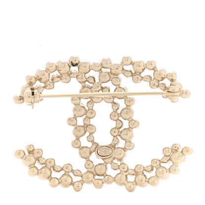 Chanel Pearl Crystal CC Brooch Gold 3 of 7