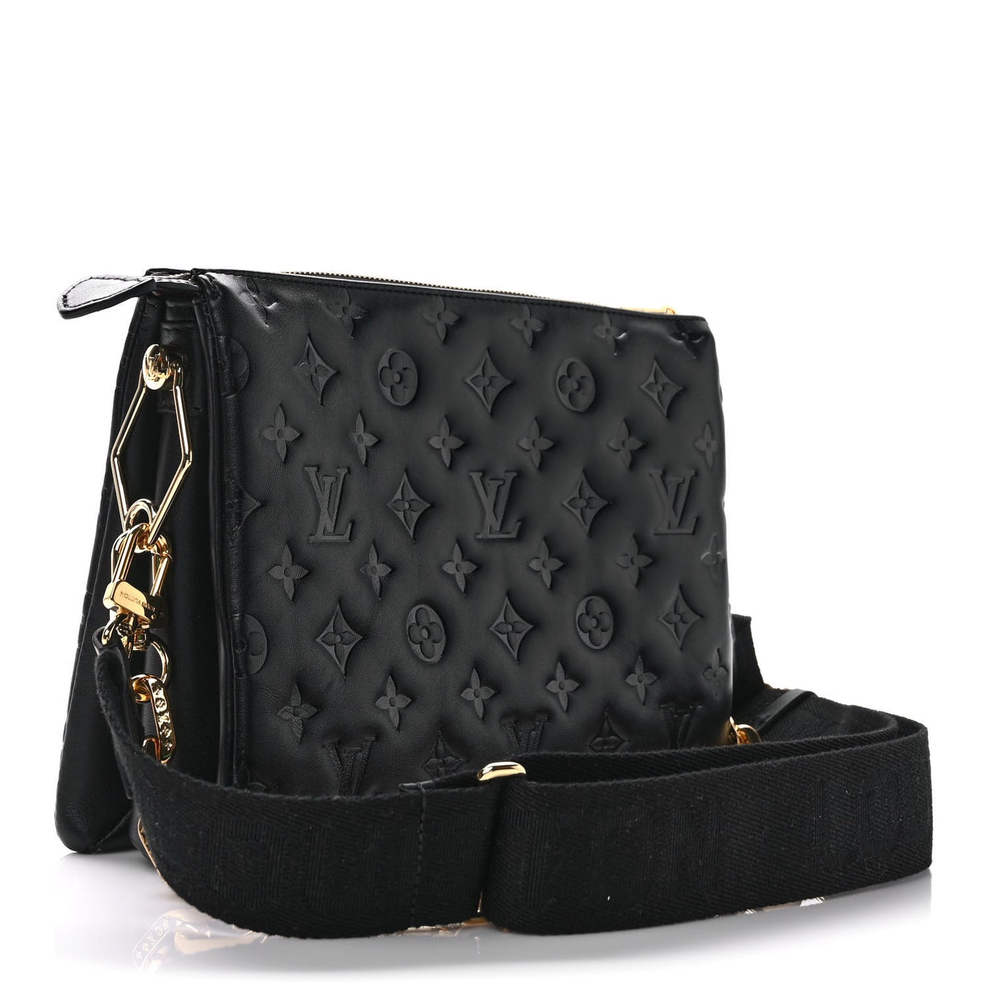 Lambskin Embossed Monogram Coussin PM Black