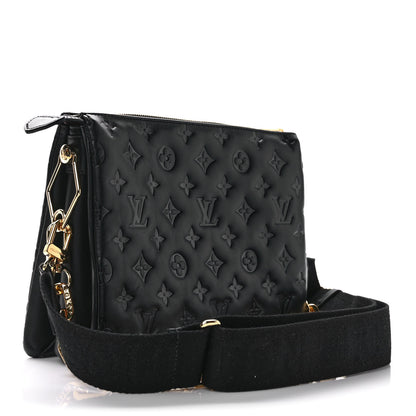 Louis Vuitton Lambskin Embossed Monogram Coussin PM Black 3 of 9