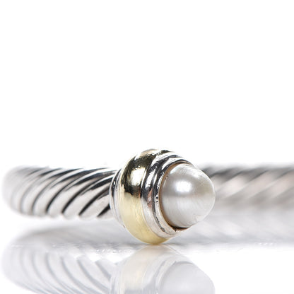 David Yurman Sterling Silver 14K Yellow Gold Pearl 5mm Cable Classics Bracelet 3 of 5