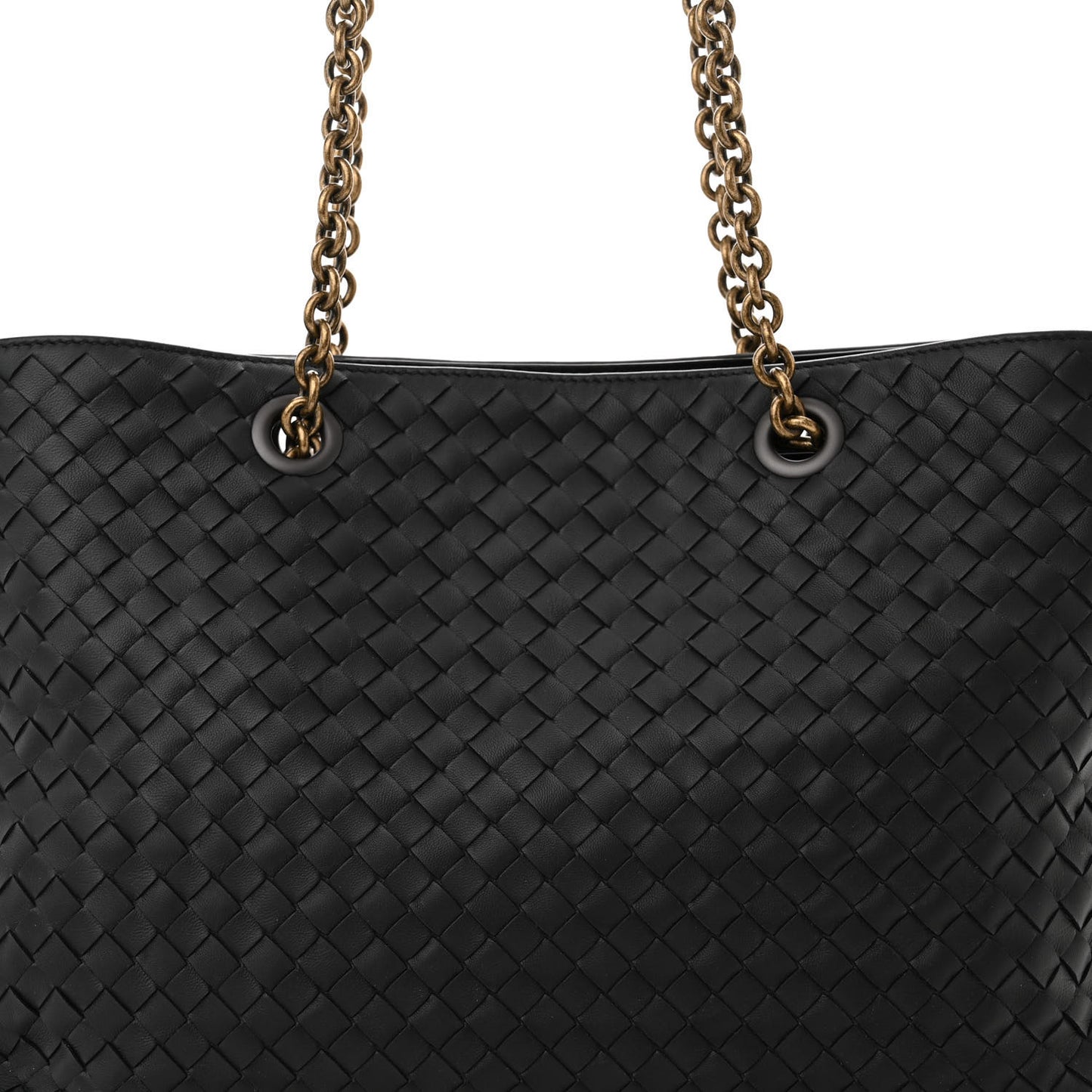 Nappa Intrecciato Medium Classic Chain Strap Tote Black