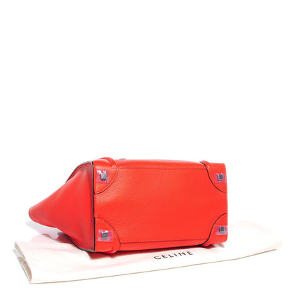 Celine Drummed Calfskin Mini Luggage Vermillion 4 of 8