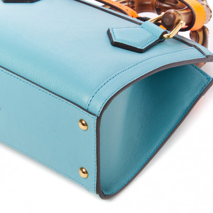 Gucci Wonka Grain Calfskin Mini Diana Tote Bag Dusty Azure Orange Fluo 5 of 9