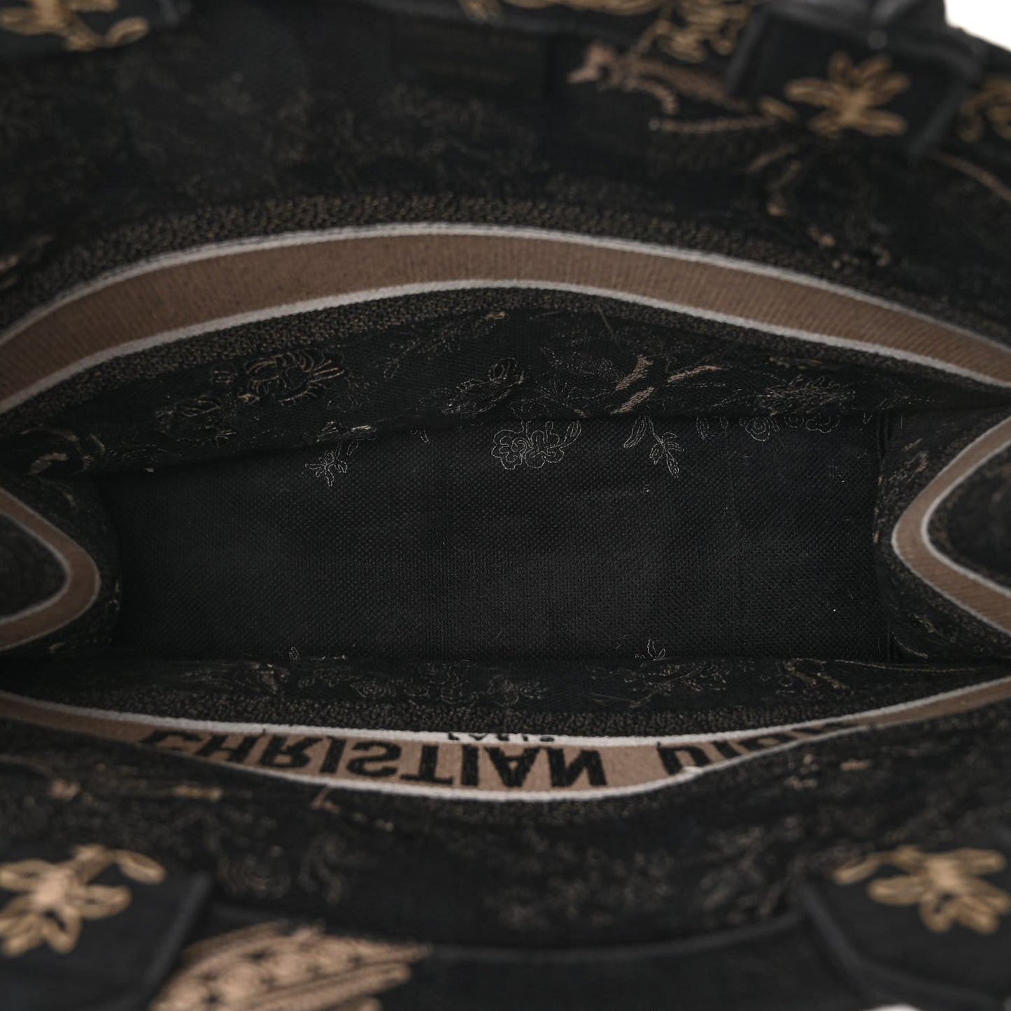 Canvas Embroidered Large Ornamental Cornely Book Tote Black Beige