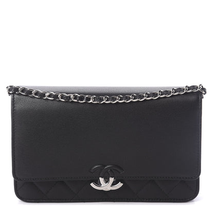Chanel Grained Calfskin Quilted Urban Champion Wallet On Chain WOC Black 1 of 10