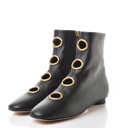Valentino Garavani Smooth Calfskin Eyelet Ankle Boots 38.5 Black 3 of 9