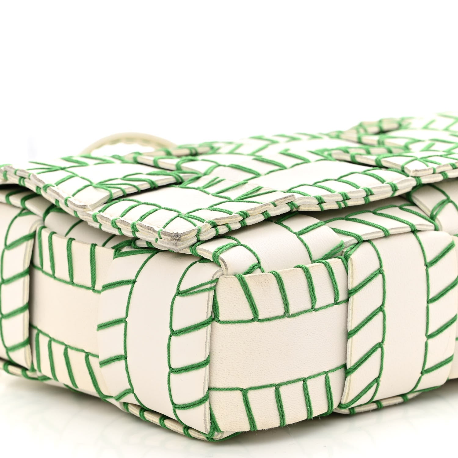 Bottega Veneta Lambskin Maxi Intreccio Overlock Stitched Cassette Crossbody Bag White Parakeet 8 of 9