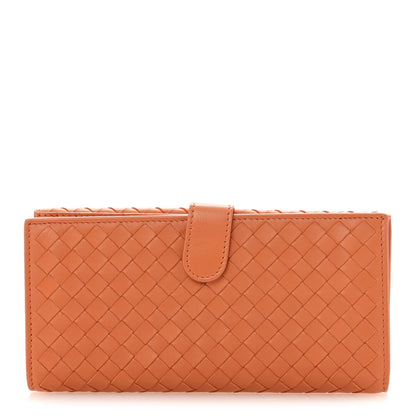 Bottega Veneta Nappa Intrecciato Continental Snap Wallet Tangerine 1 of 9