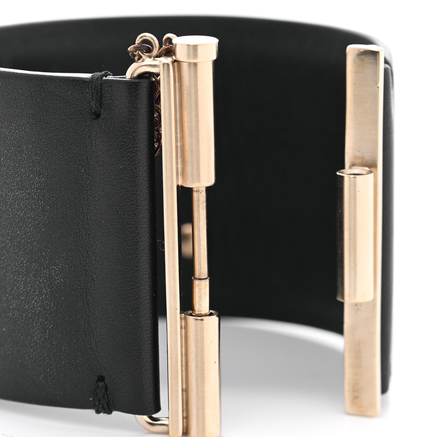 Chanel Calfskin CC Wide Cuff S Black Gold 4 of 9