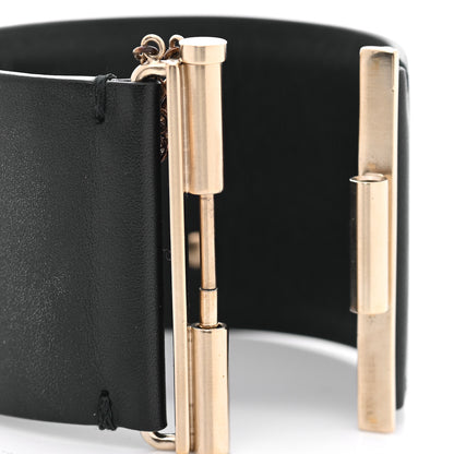 Chanel Calfskin CC Wide Cuff S Black Gold 4 of 9