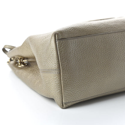 Gucci Metallic Pebbled Calfskin Medium Soho Chain Shoulder Bag Golden Beige 6 of 12