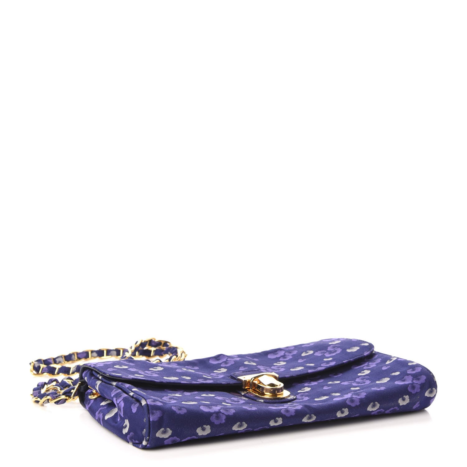 Prada Tessuto Nylon Jacquard Floral Print Shoulder Bag Blue 4 of 10