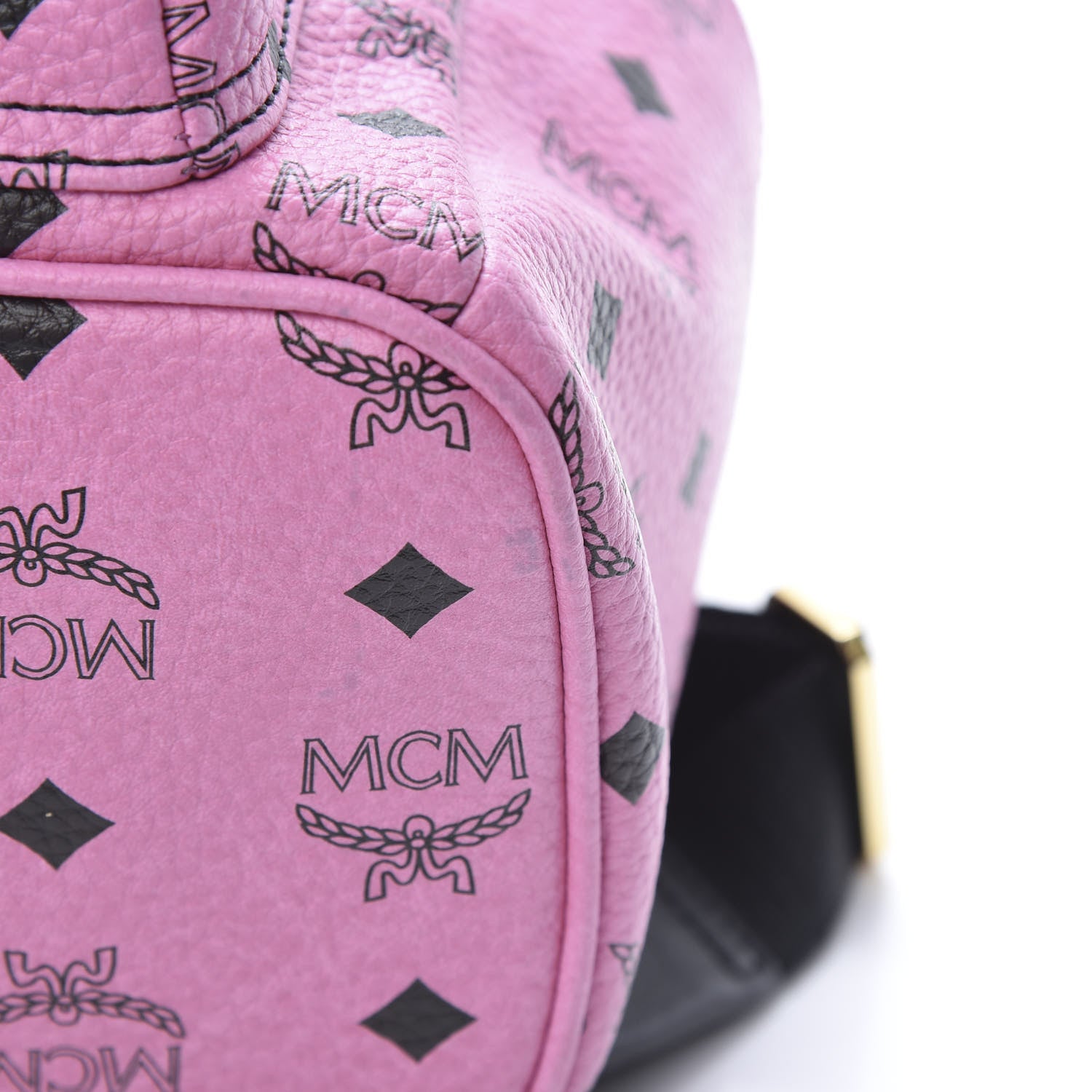 MCM Visetos Studded Colorblock Small Stark Brock Backpack Pink Black 11 of 11