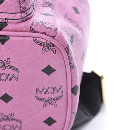 MCM Visetos Studded Colorblock Small Stark Brock Backpack Pink Black 11 of 11