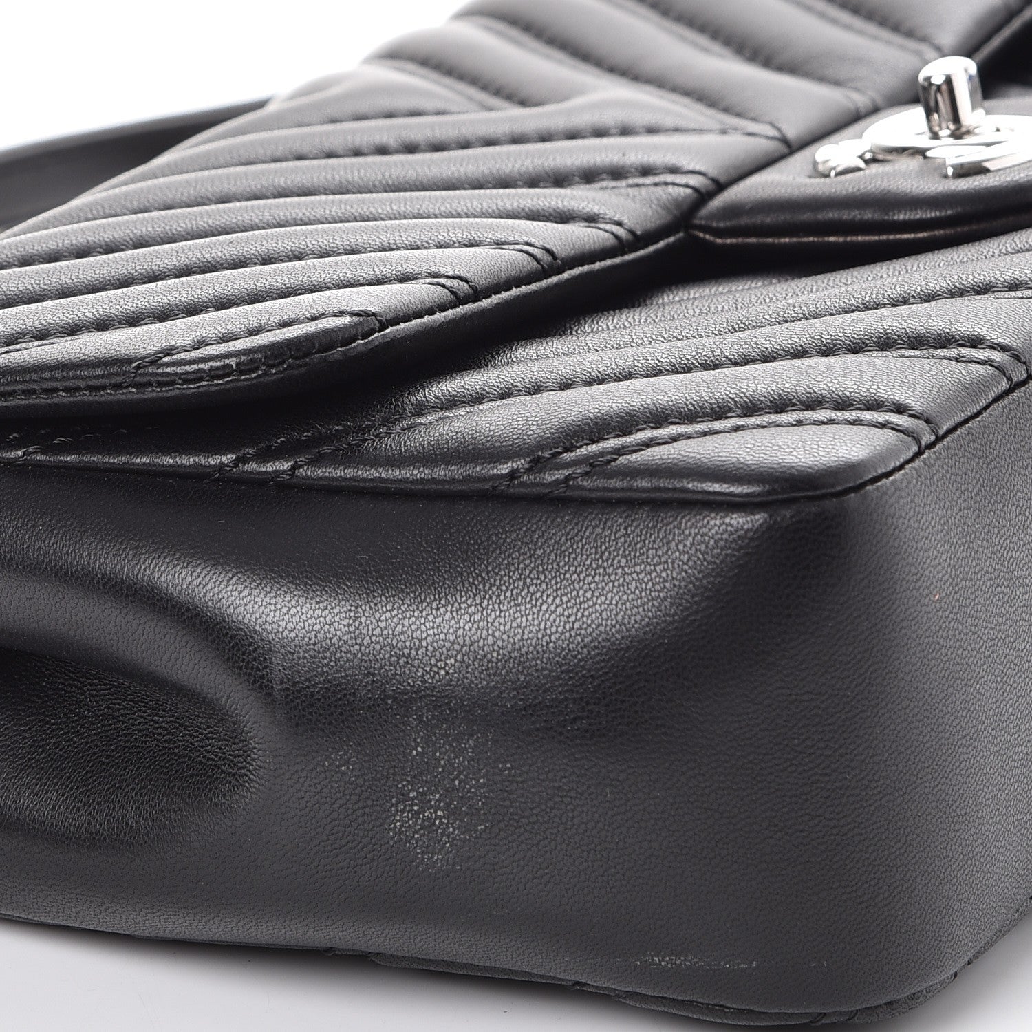 Chanel Lambskin Surpique Chevron Quilted Small Single Flap Black 9 of 10