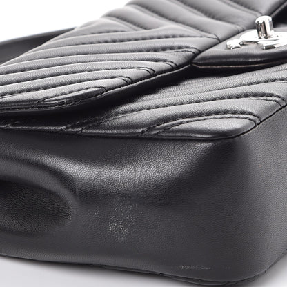 Chanel Lambskin Surpique Chevron Quilted Small Single Flap Black 9 of 10