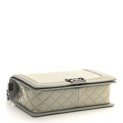 Chanel Patent Chevron Quilted New Medium Boy Flap Grey 4 of 10