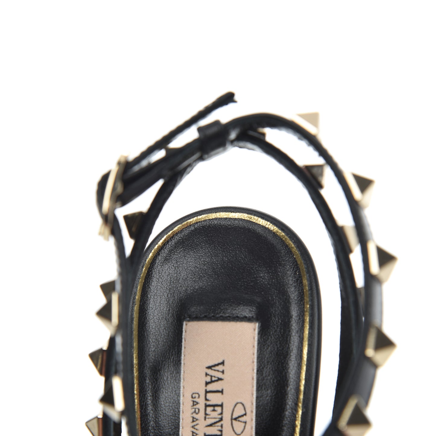 Calfskin Nappa Boudoir Rockstud Ankle Strap 100mm Pumps 36.5 Rose Cannelle Black