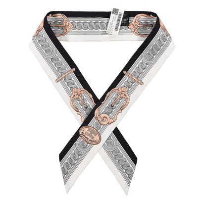 Hermes Silk Bride De Cour Twilly Black White Or Rose 1 of 3