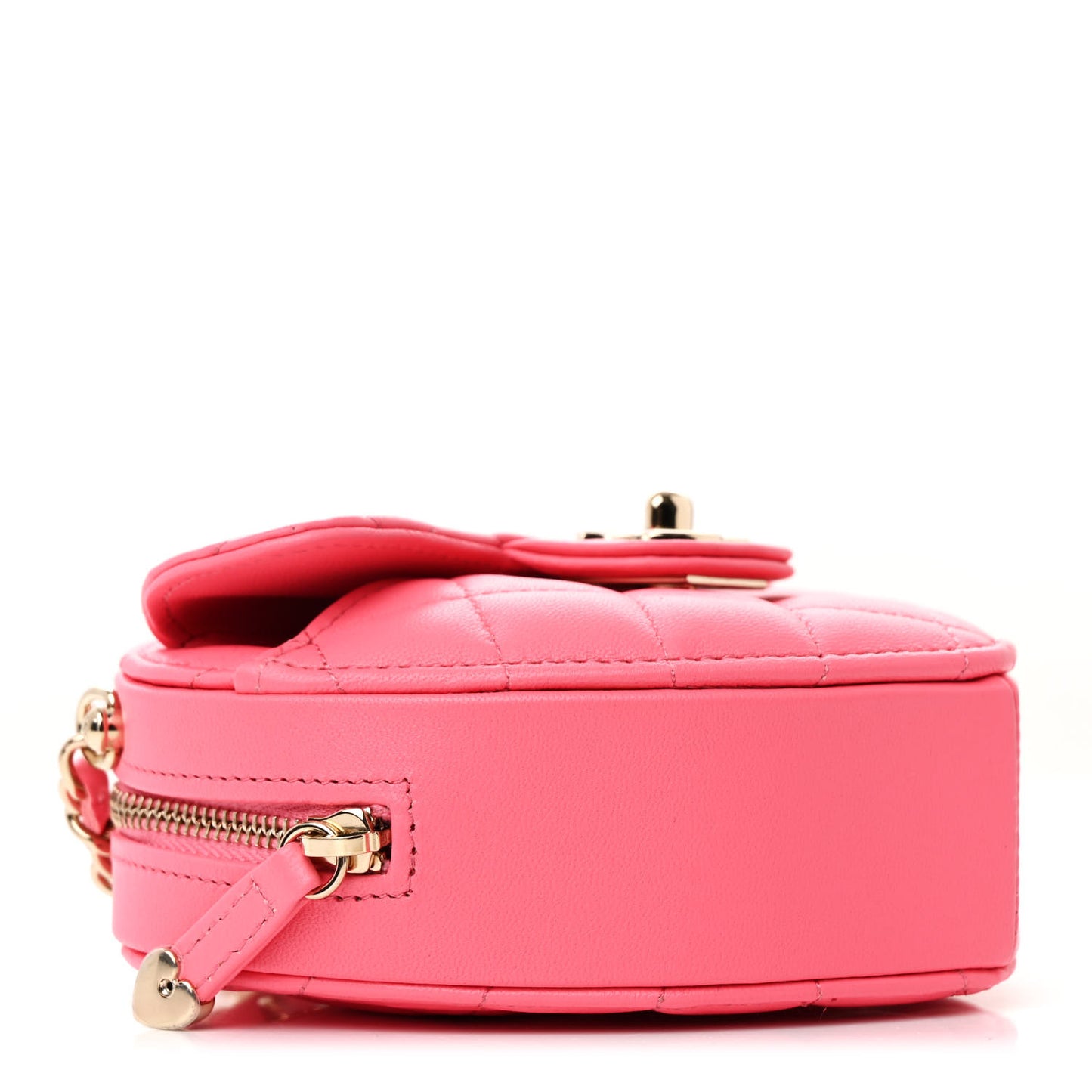 Lambskin Quilted CC In Love Heart Clutch With Chain Pink