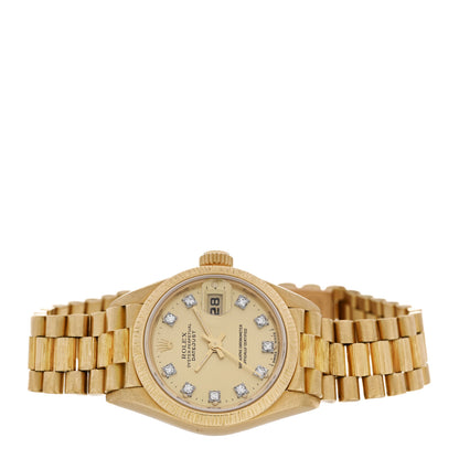 Rolex 18K Yellow Gold Diamond  26mm Datejust President Watch Champagne 69278 2 of 5