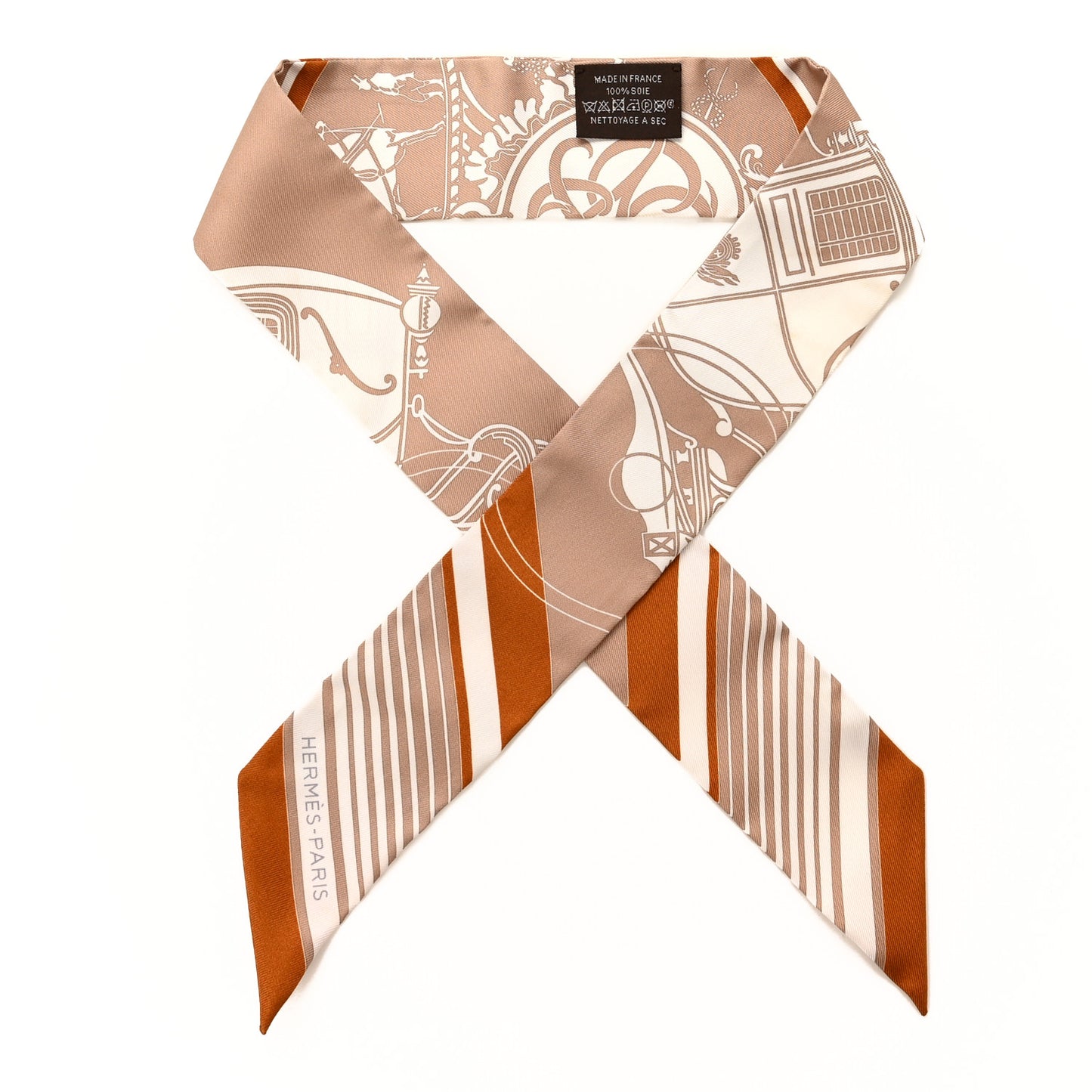Silk Ex-Libris Twilly Beige White Caramel