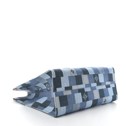 Louis Vuitton Denim Damier Monogram Onthego Blue Rouge 4 of 10