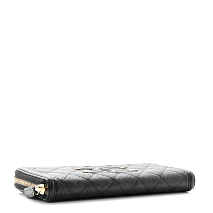 Chanel Caviar Quilted Filigree Zip Around Wallet Black 4 of 11