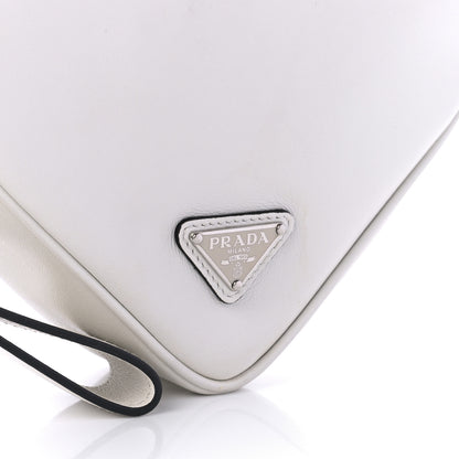 Prada Grace Lux Triangle Logo Embossed Triangle Wristlet Pouch White 7 of 9