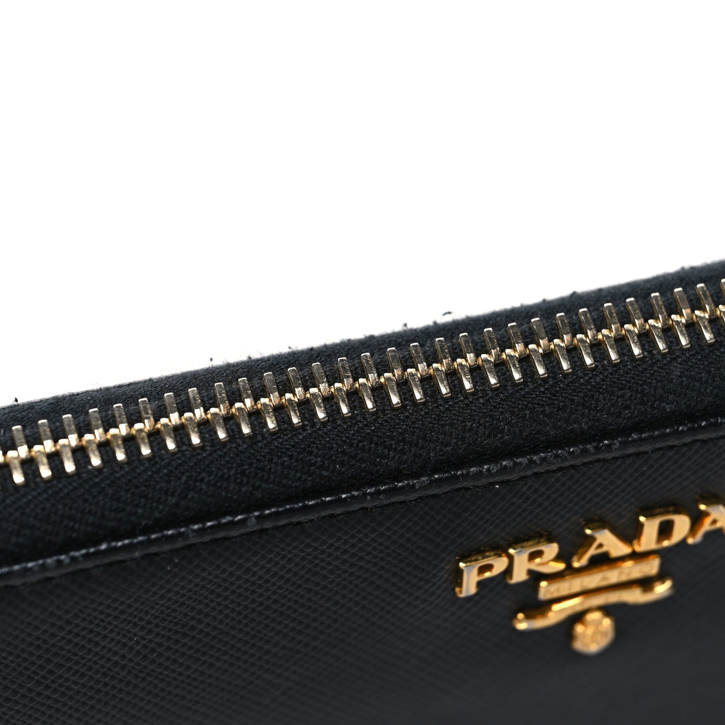 Saffiano Metal Zip Around Wallet Black
