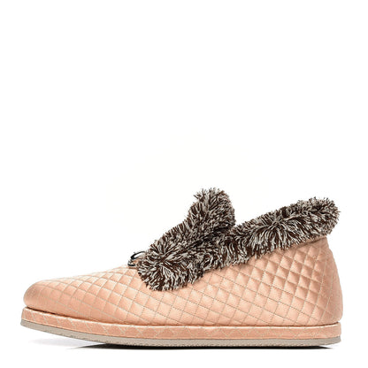 Gucci Satin Quilted Womens Fria Horsebit Loafers 37 Apricot Beige 1 of 4