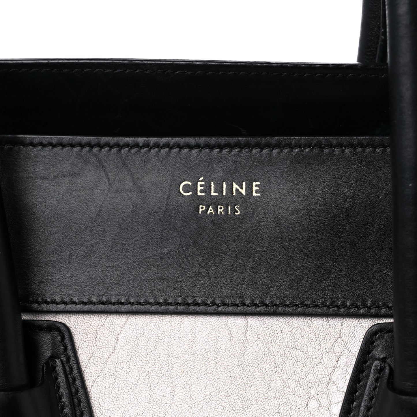 Elephant Calfskin Mini Bi-Color Luggage Black White