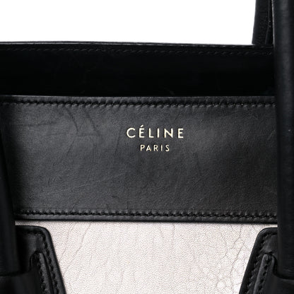 Celine Elephant Calfskin Mini Bi-Color Luggage Black White 17 of 19