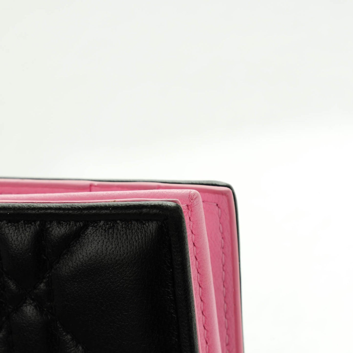 Lambskin Cannage Bi-Color Small Lady Dior Flap Card Holder Black Pink
