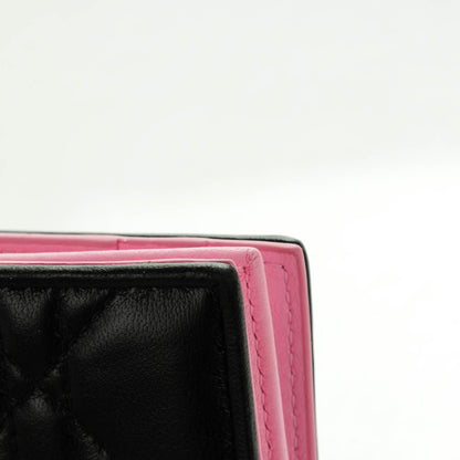 Christian Dior Lambskin Cannage Bi-Color Small Lady Dior Flap Card Holder Black Pink 8 of 8