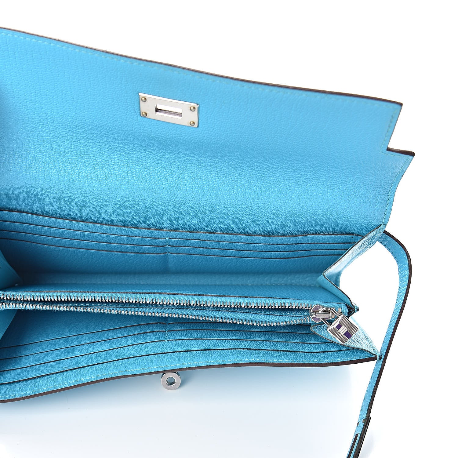 Hermes Chevre Mysore Kelly Longue Wallet Bleu Azteque 5 of 9