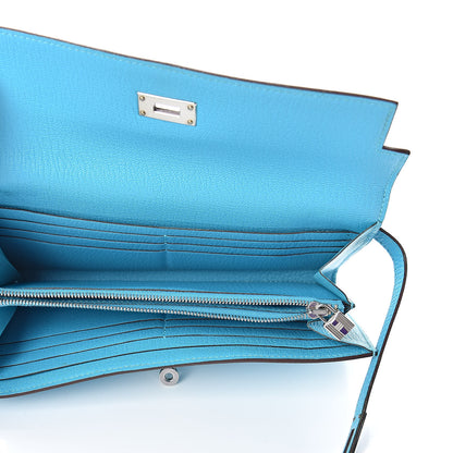 Hermes Chevre Mysore Kelly Longue Wallet Bleu Azteque 5 of 9