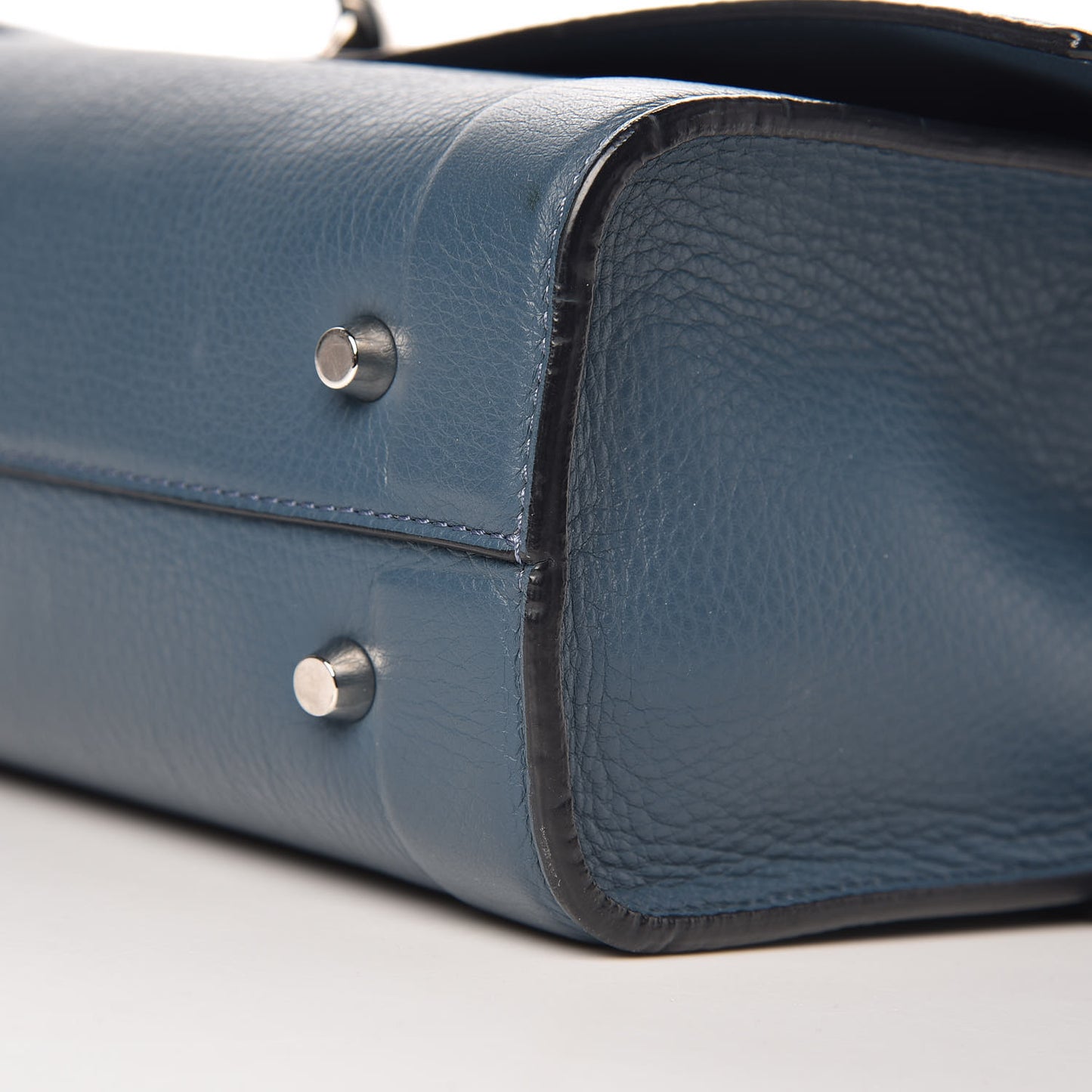 Grained Calfskin Small Shark Lock Satchel Mineral Blue