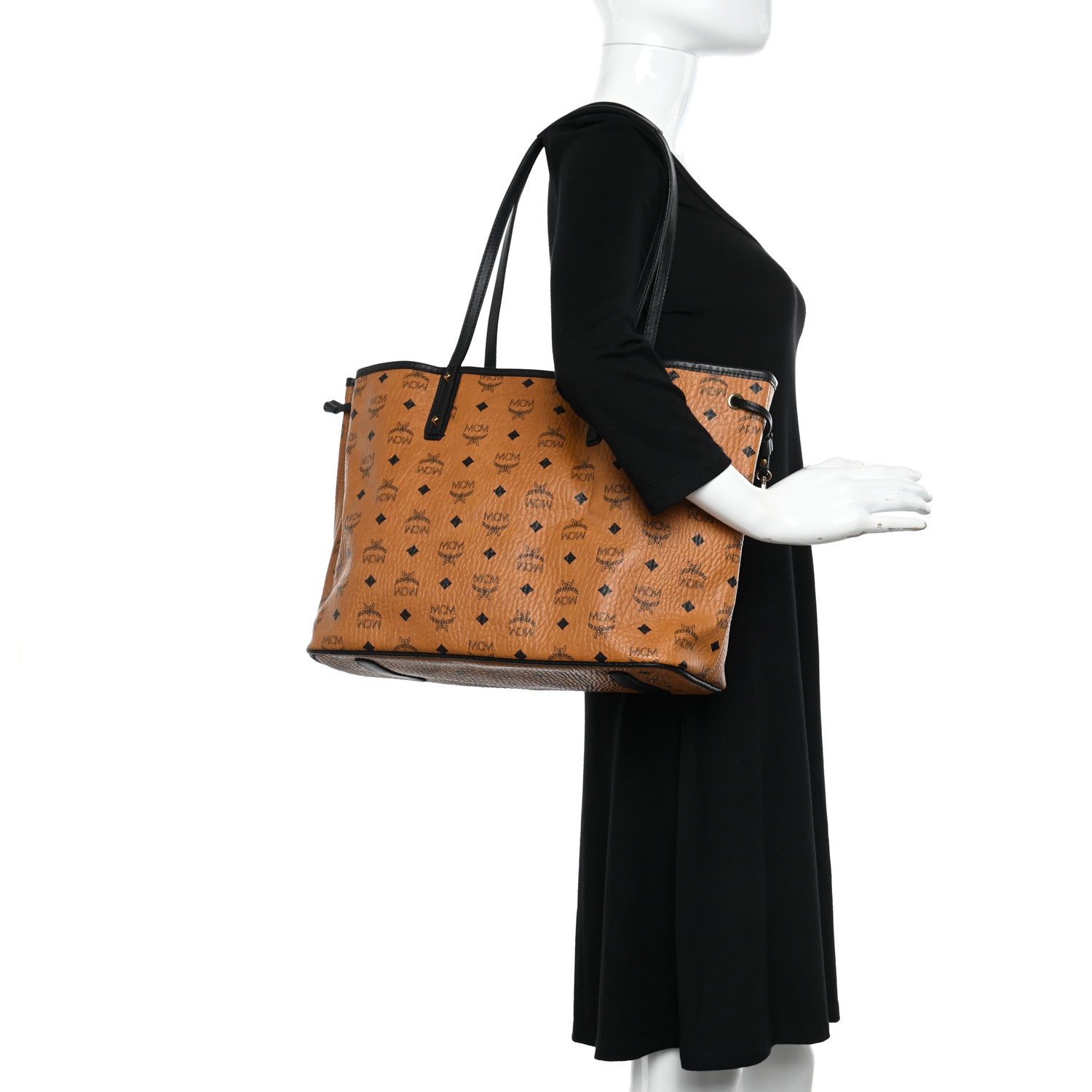 MCM Visetos Medium Project Reversible Shopper Tote Cognac 2 of 11