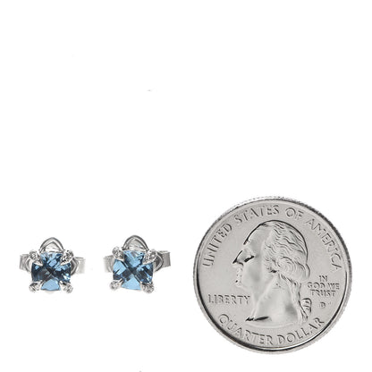 David Yurman Sterling Silver Diamond Blue Topaz 6mm Chatelaine Earrings 2 of 4