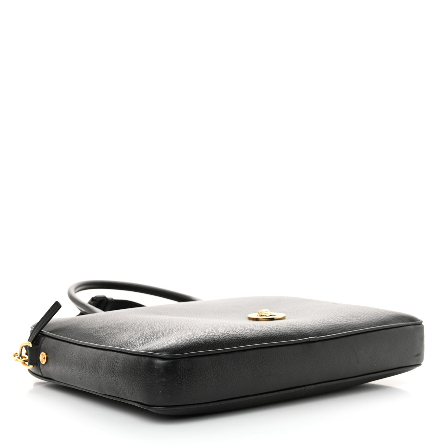 Calfskin Medusa Briefcase Messenger Bag Black