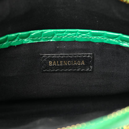 Balenciaga Shiny Supple Calfskin Crocodile Embossed Gold Metallic Edge Hardware Nano City Leaf Green 7 of 16