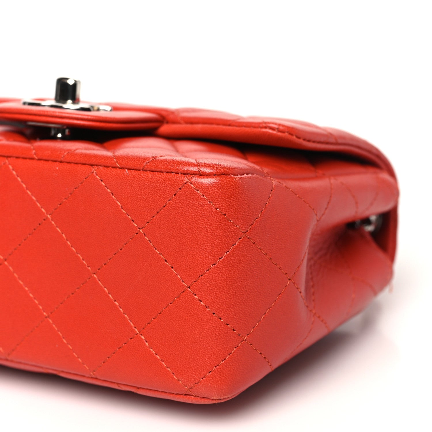 Chanel Lambskin Quilted Mini Square Flap Orange 10 of 14