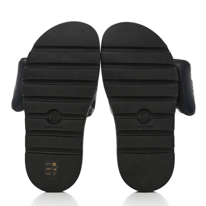 Louis Vuitton Nylon Monogram Womens Pool Pillow Comfort Mules 38 Navy Blue 5 of 8