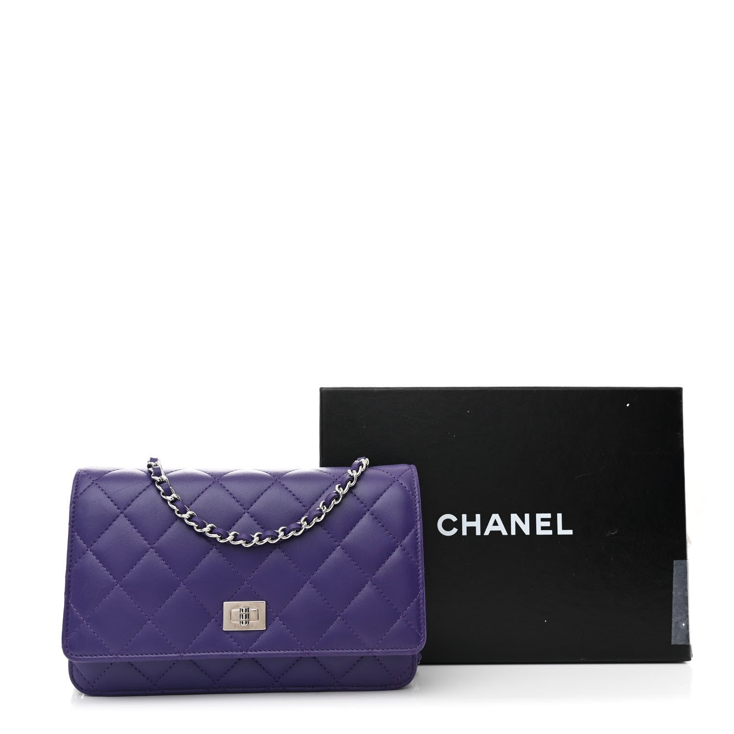 Chanel Lambskin Quilted Reissue Wallet On Chain WOC Purple 13 of 13