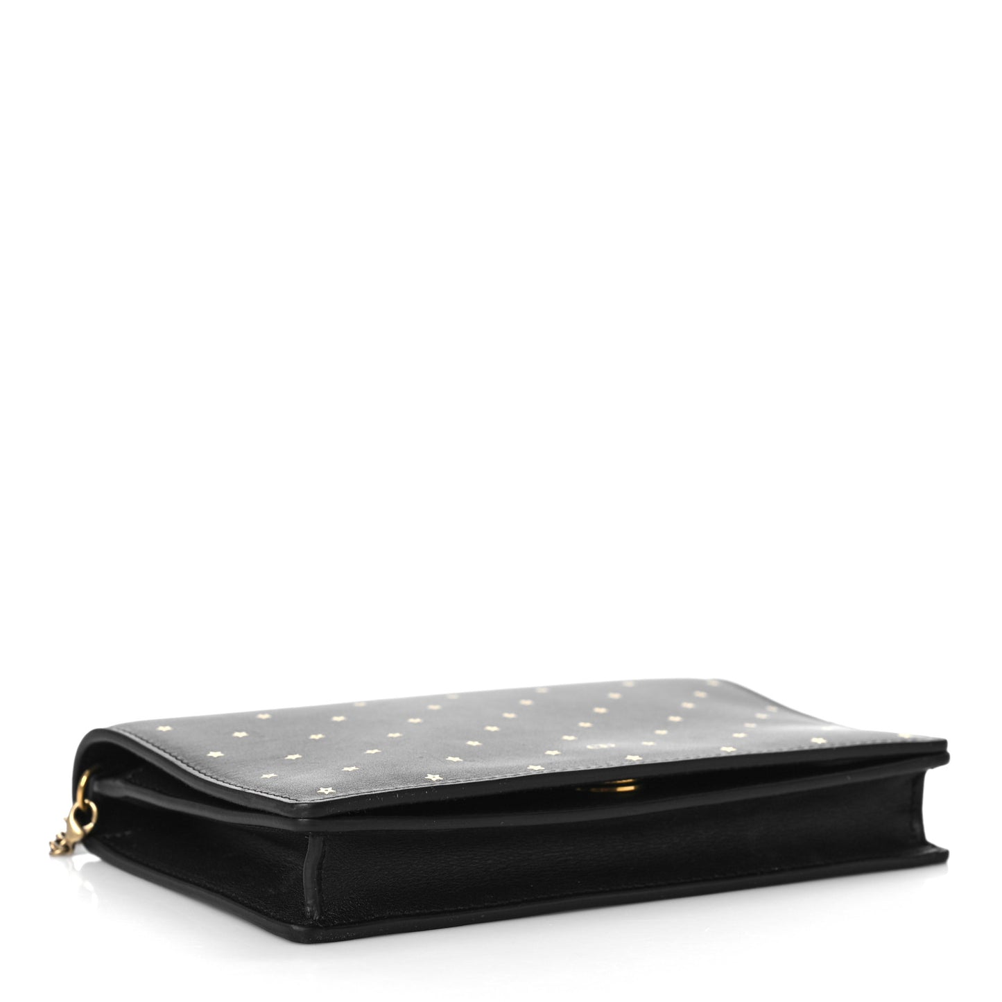 Calfskin Embossed Stars Wallet on Chain Black Gold
