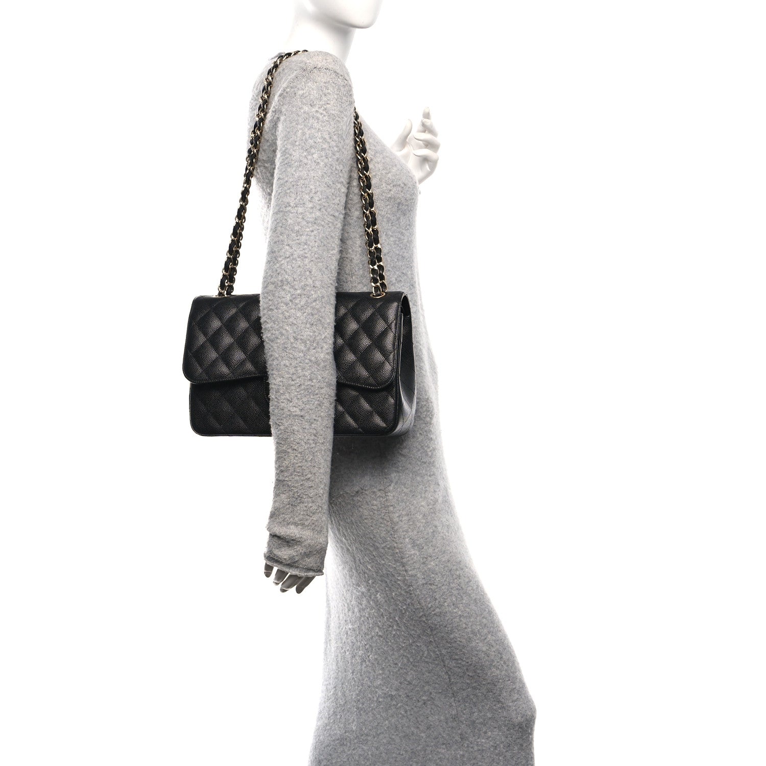Chanel Caviar Quilted Jumbo Double Flap Black 2 of 12
