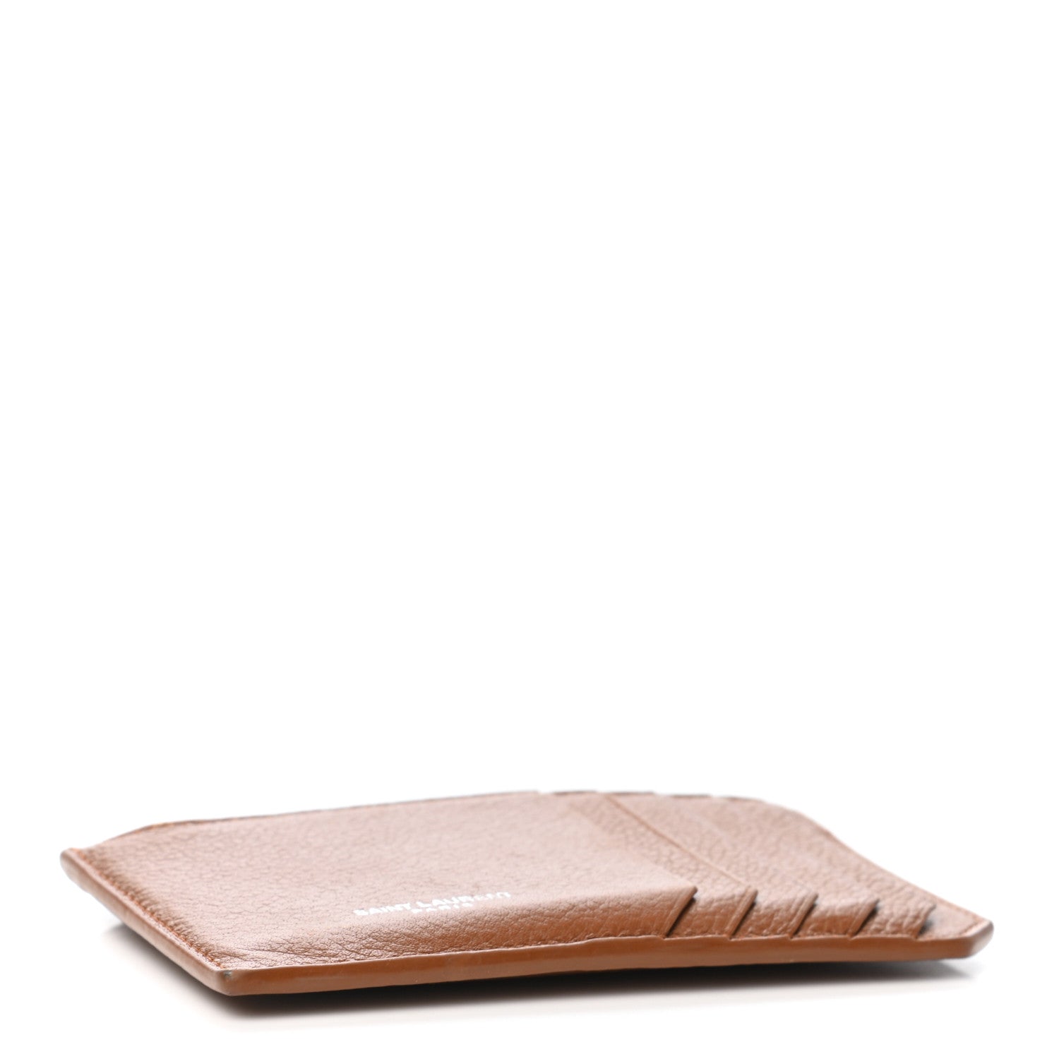 Saint Laurent Grained Calfskin 5 Fragments Zip Pouch Card Holder Brown Gold 4 of 9